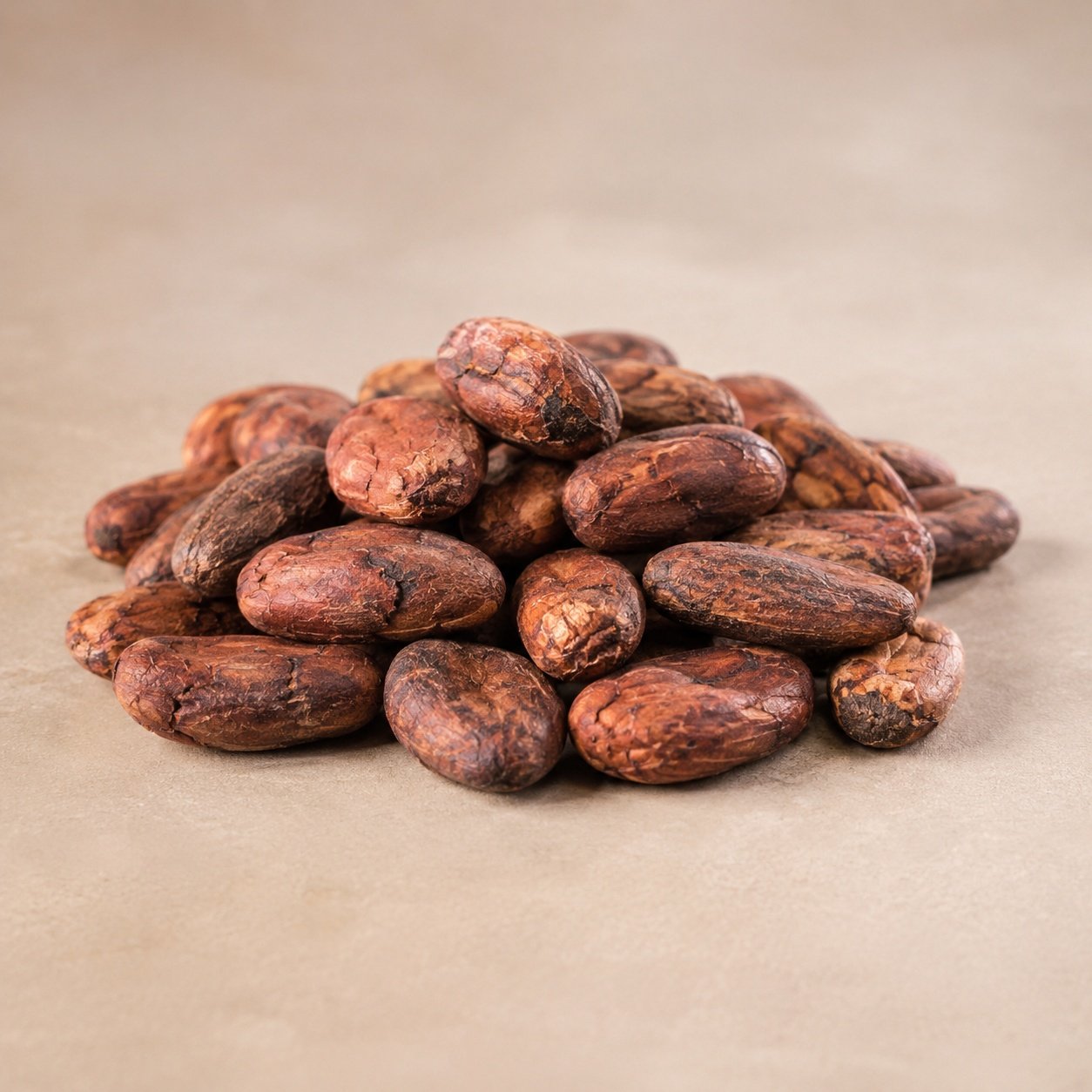 Cocoa nibs after cracking and winnowing